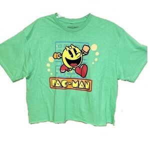 Original Pac-Man crop neon green  short sleeves t-shirt women's L